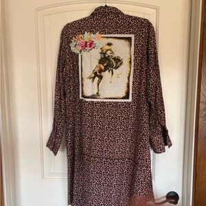 Chic Long Sleeve Dress with Horse Design